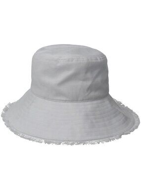 NWT Physician Endorsed Castaway Canvas Bucket Sun Hat Fringe 23PE00A21 White